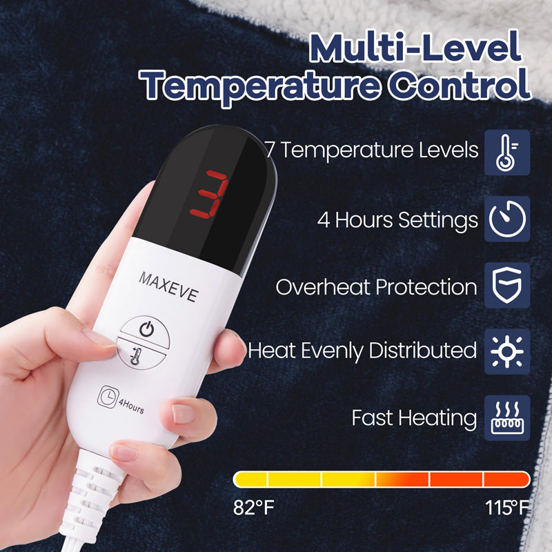 Wearable Electric Heated Blanket With Smart Temperature Control And Machine-washable